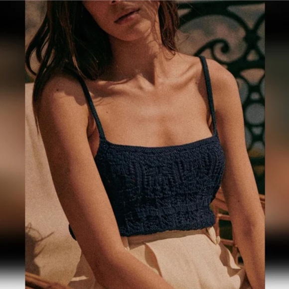 Sezane Jordie Crochet Knit Camisole Tank Top - Picture 2 of 5